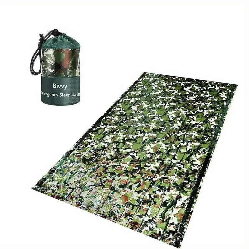 Bivvy Camouflage Emergency Sleeping Bag Thermal Survival Camping Hiking Outdoor