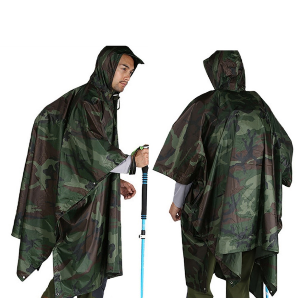 Waterproof RipStop Hooded Rain Poncho Outdoor Multi-Use Camping Hiking