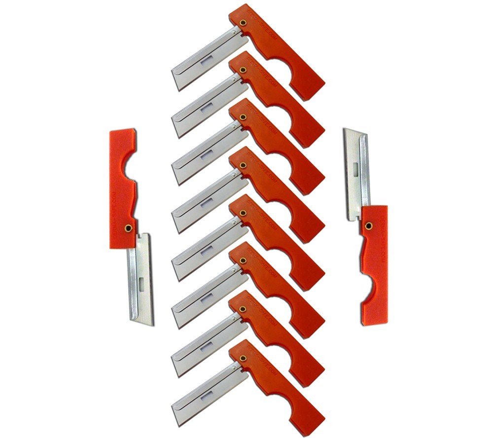 Derma Safe Folding Razor Knife 10 pack Orange for SERE Survival Tool Kit Blade