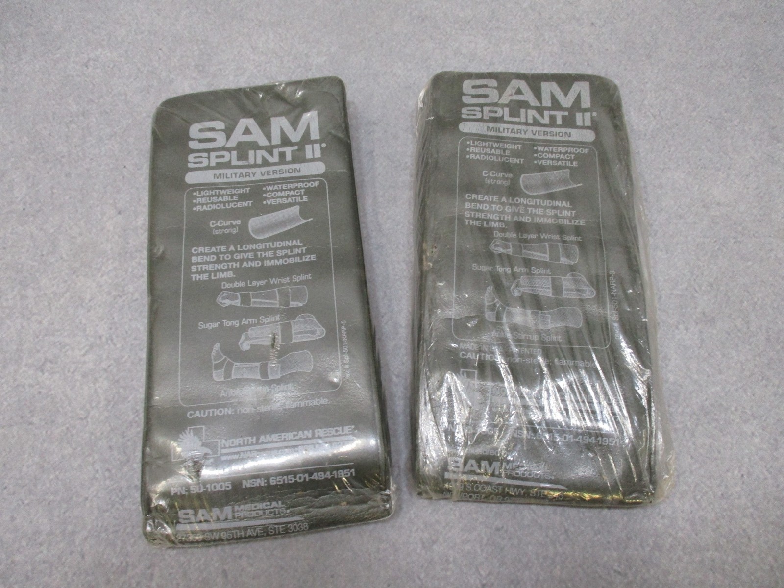 SAM SPLINT II LIMB MILITARY TACTICAL NORTH AMERICAN RESCUE 50-1005 ONE (2) Pack