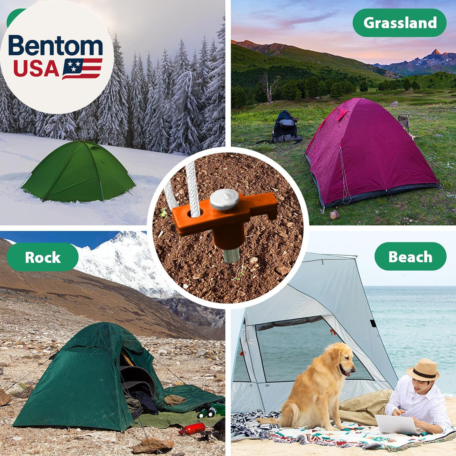 USA 10-Pack Secure Protection Galvanized Tent Stakes,Rust-Proof Steel Canopy Anc