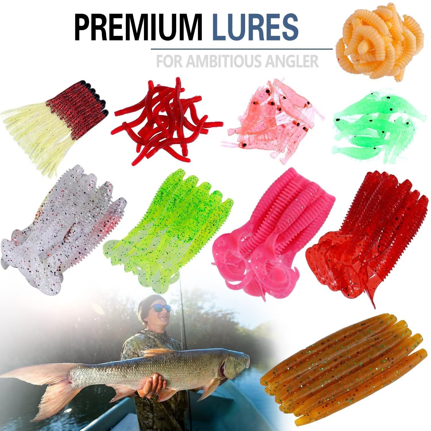 PLUSINNO 302Pcs Fishing Lures, Tackle Box Lures Kit
