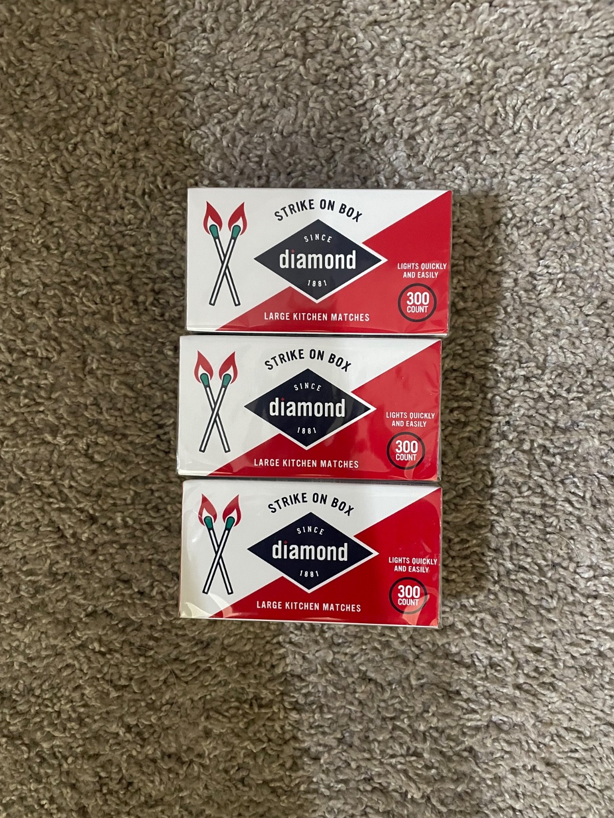 Diamond-Strike ON Box Matches [3 boxes of 300 each] Total 900