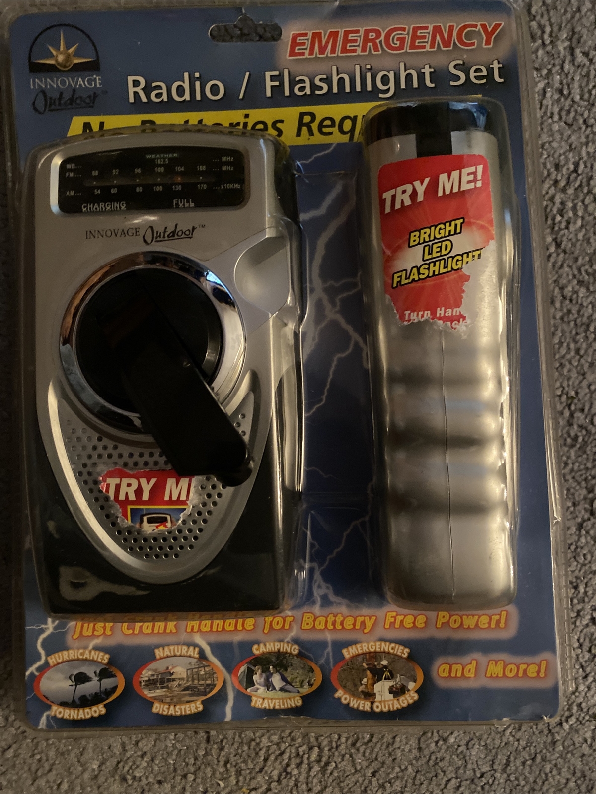 Innovage Outdoor Emergency Radio / Flashlight Set, New