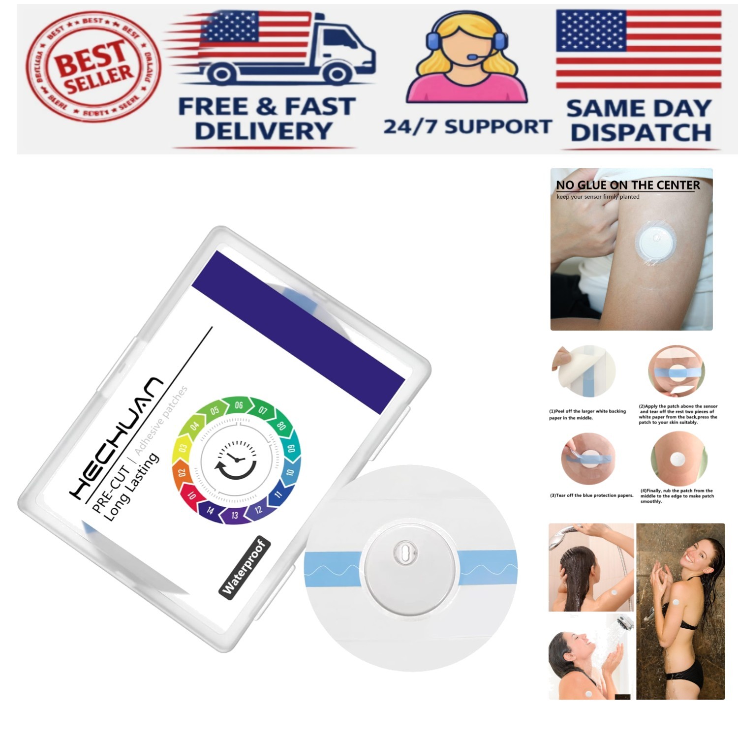 Sensor Covers for Libre 2/3/Plus,60 Pack Waterproof Adhesive Patches,Transpar…