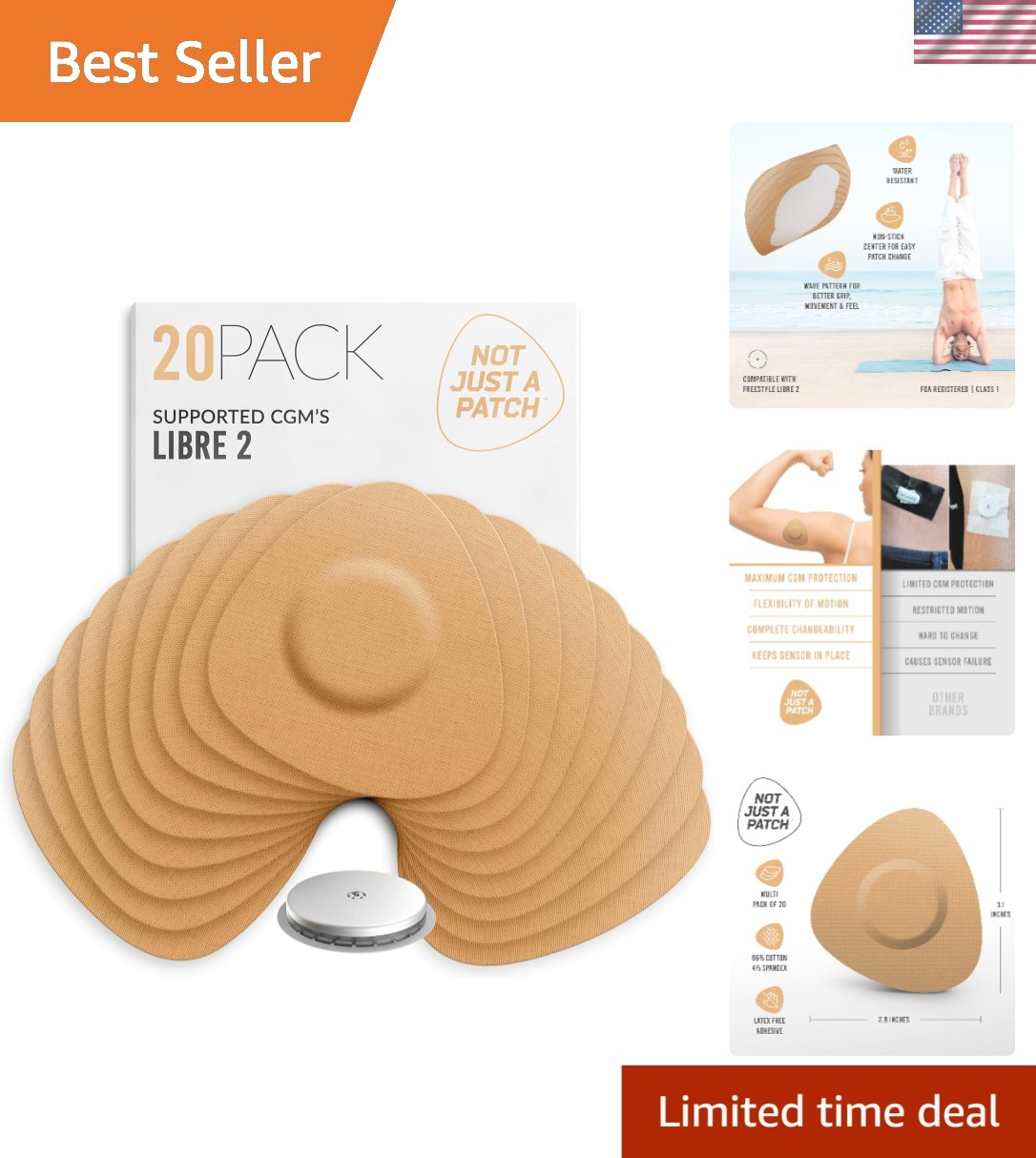 Hypoallergenic 20 Pack Freestyle Libre 2 Sensor Covers – Secure & Breathable