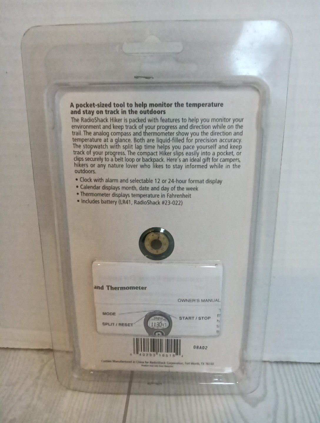 Vintage RadioShack Hiker Thermometer/Stopwatch/Compass Device NOS New/Sealed