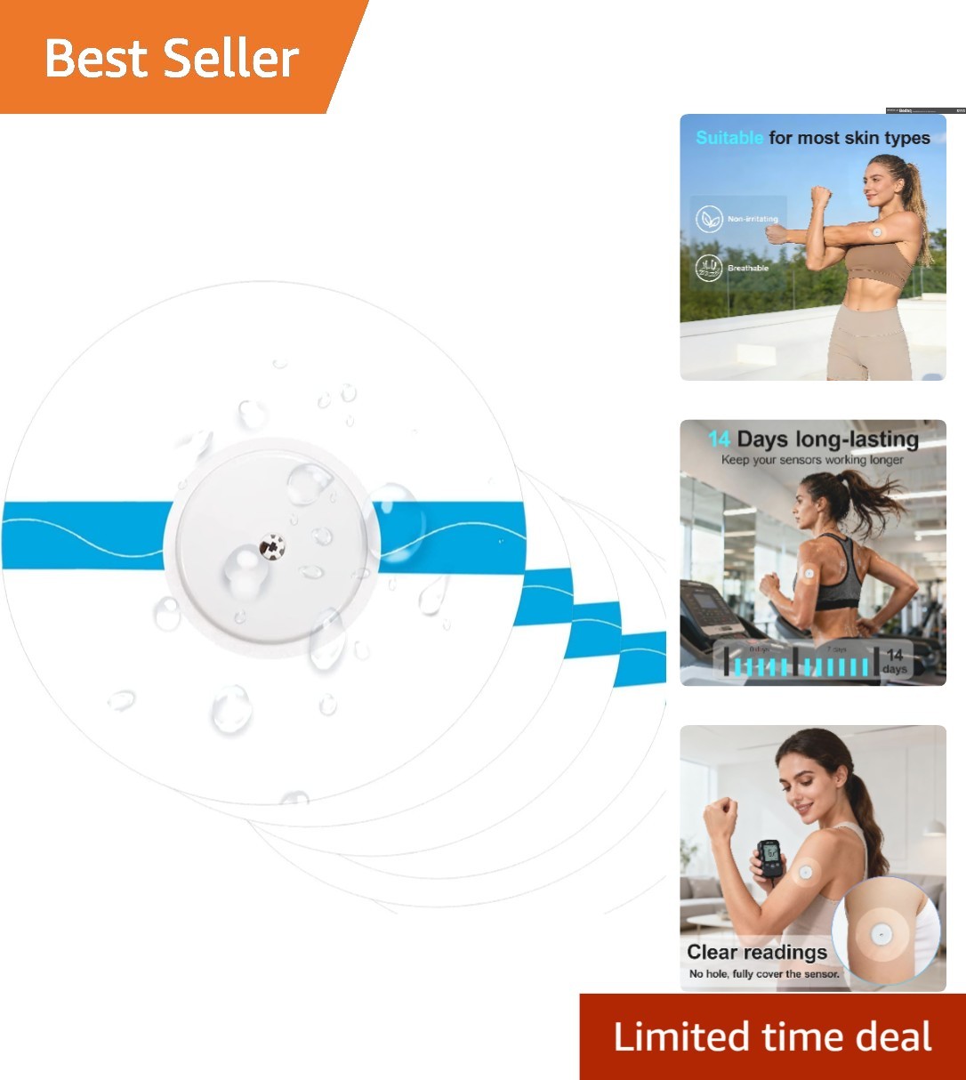 Adhesive Transparent Sports Tape – 20 Pack for Diabetes Devices, Lasting Comfort