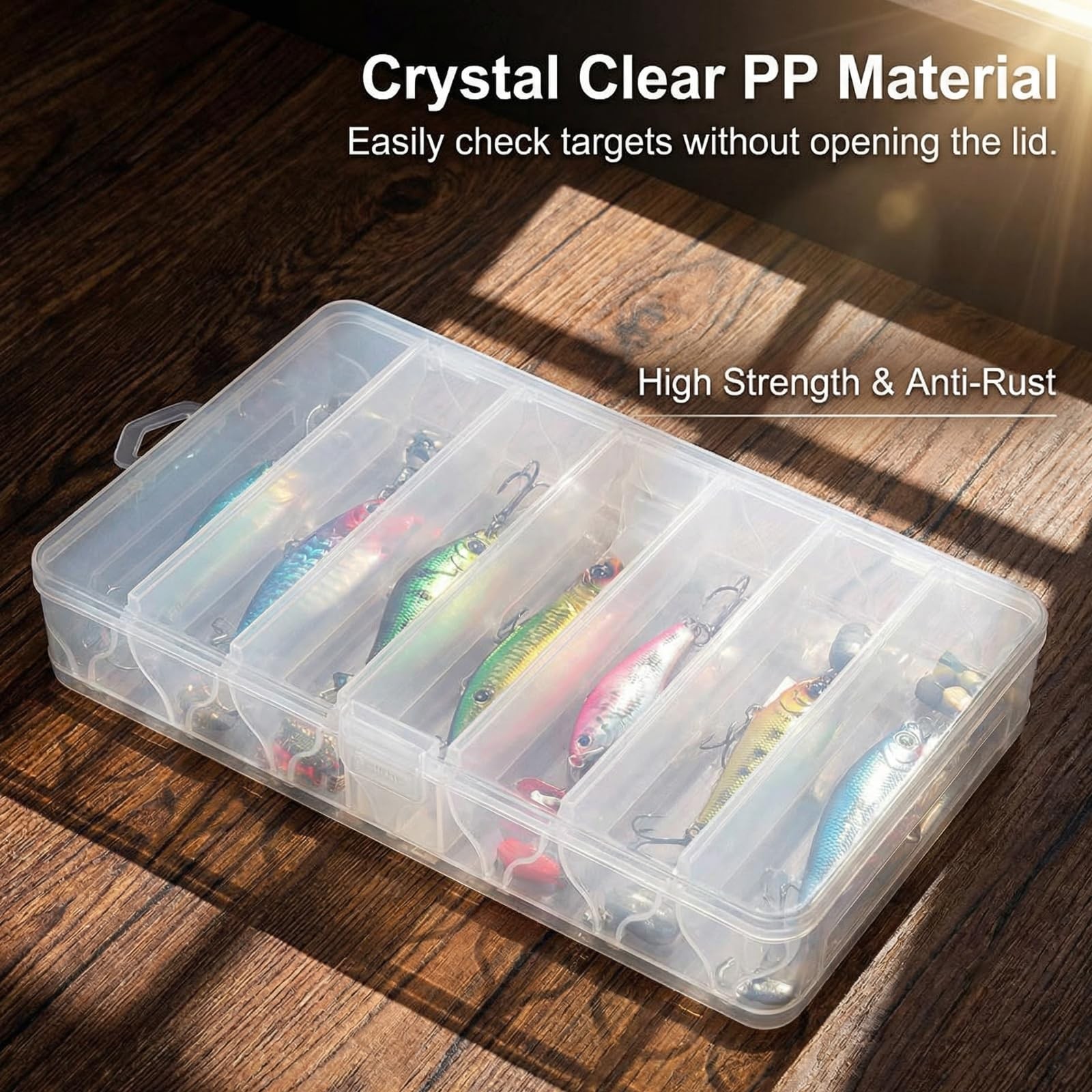 OriGlam Fishing Lure Box Tackle Storage Trays – Double Side 14 Clear