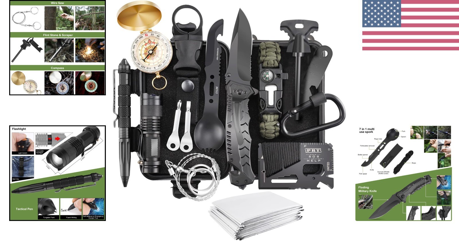 Professional Emergency Survival Kit with 17 Tactical Tools for Outdoor Safety