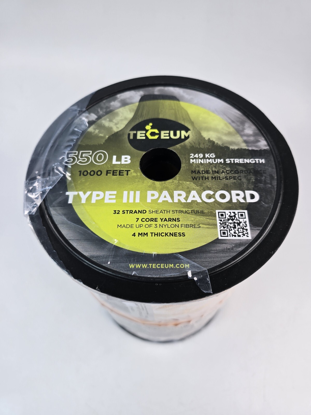 TECEUM Paracord 550 lb – Ideal for Crafting, DIY 1000 ft, Honey Gold