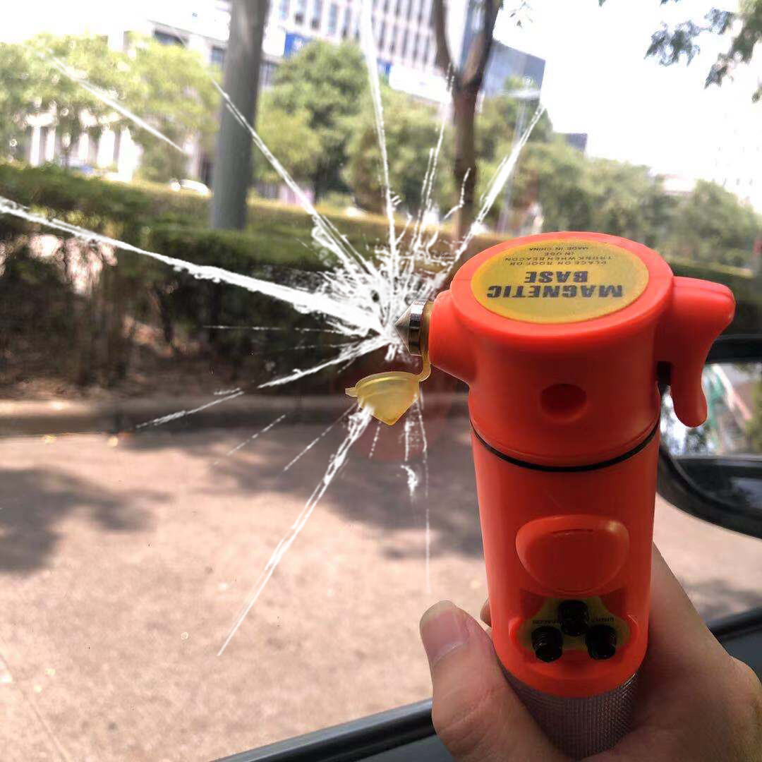 Car Emergency Escape Tool Window Hammer, Seatbelt Cutter, Beacon Flashlight LED