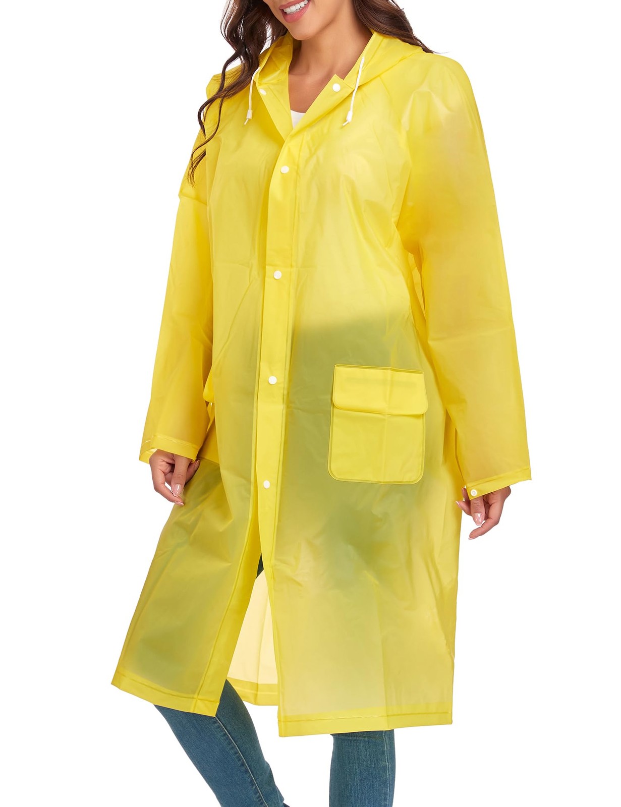 Raincoats Women Men Reusable Portable Waterproof EVA Long Rain Ponchos Hoods