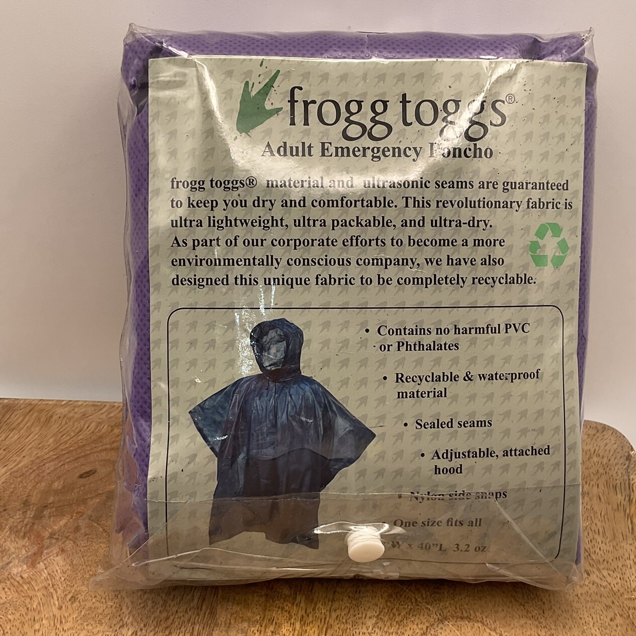 Frogg Toggs Adult Emergency Poncho Ultra Lite One Size Fits All 44″W x 40″L