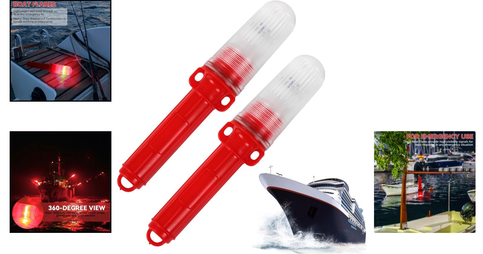 High-Visibility 2PCS Boat Flares for Safe Marine Adventures – Easy Deployment