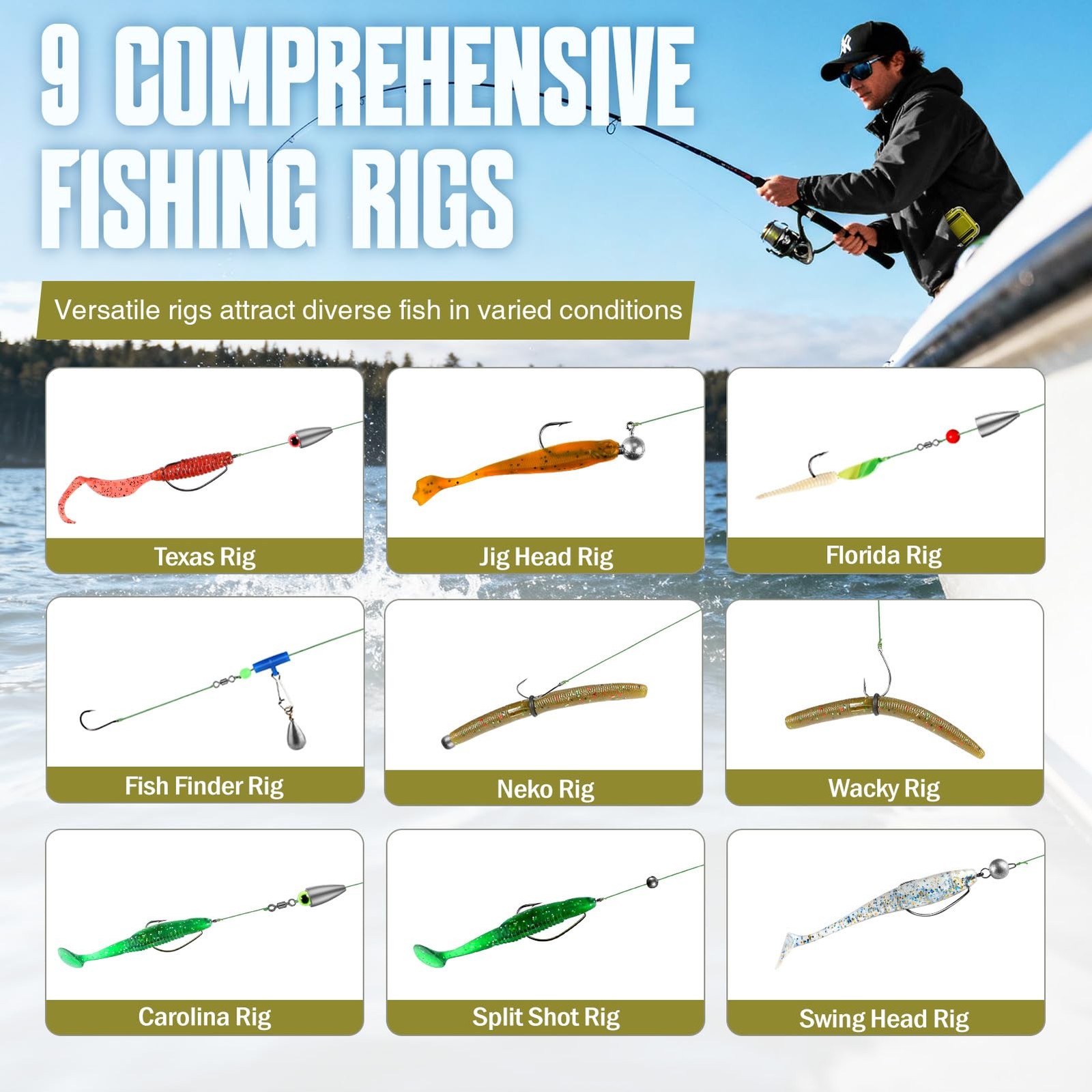 TOPFORT 187/343pcs 6.3 x 3.7 x 1.8 inches, 251pcs Fishing Accessories kit