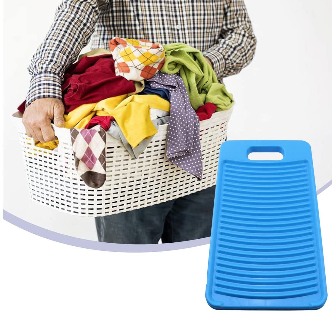 ZYAMY Antiskid Mini Washboard Plastic Washing Board Household for Small, Blue