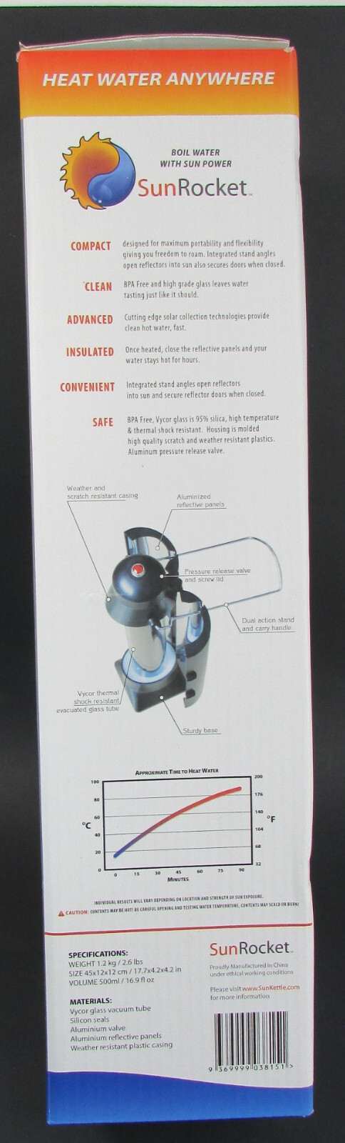 SunRocket 🟡 Solar Water Heater & Thermos NIB