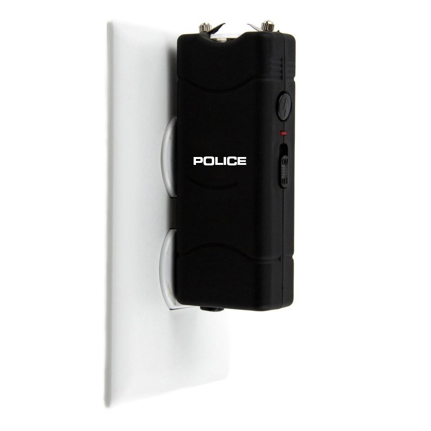 Black 801 Stun Gun High Voltage Rechargeable Flashlight for Personal Safety