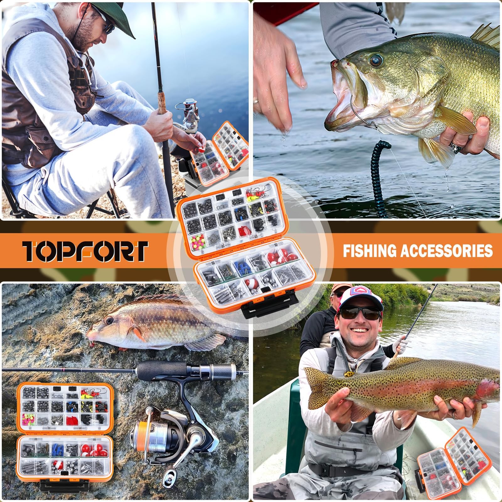 TOPFORT 187/343pcs Fishing Accessories Kit, 343pcs kit
