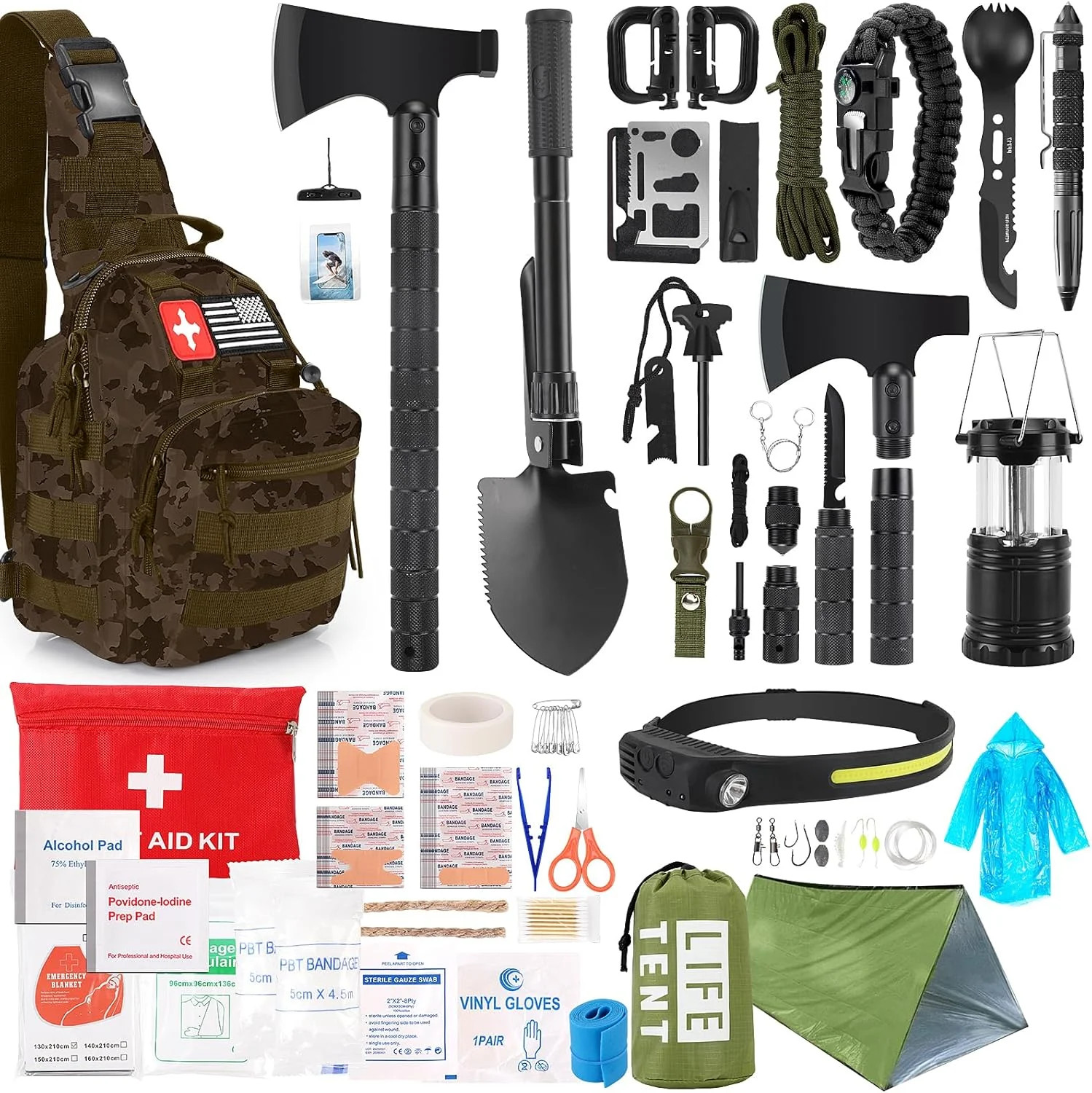 Survival Kit, 268 Pcs Emergency Survival Gear and Equipment Supplies with First
