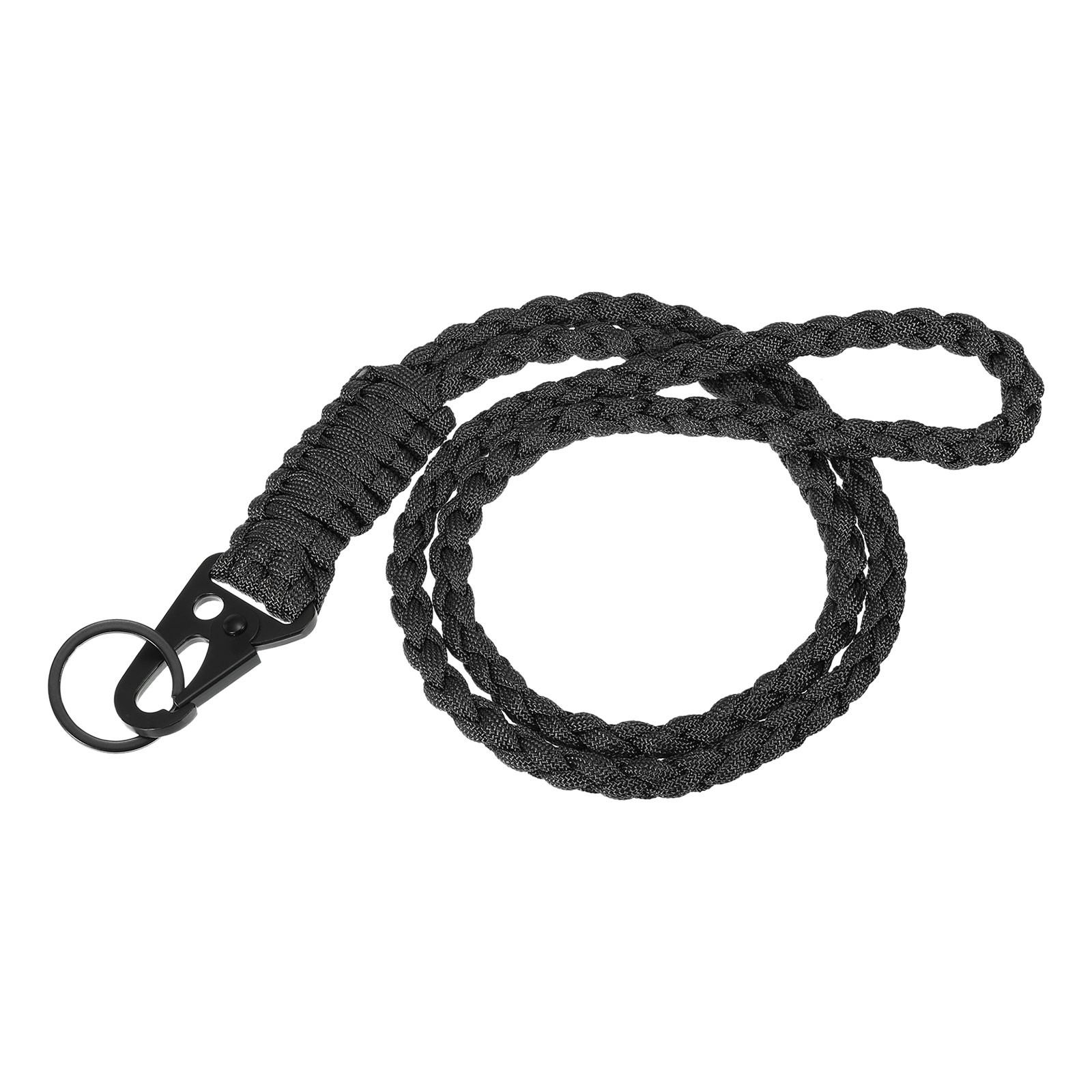 21.7 Inch Paracord Neck Lanyard Keychain Braided Strong Lanyard Black