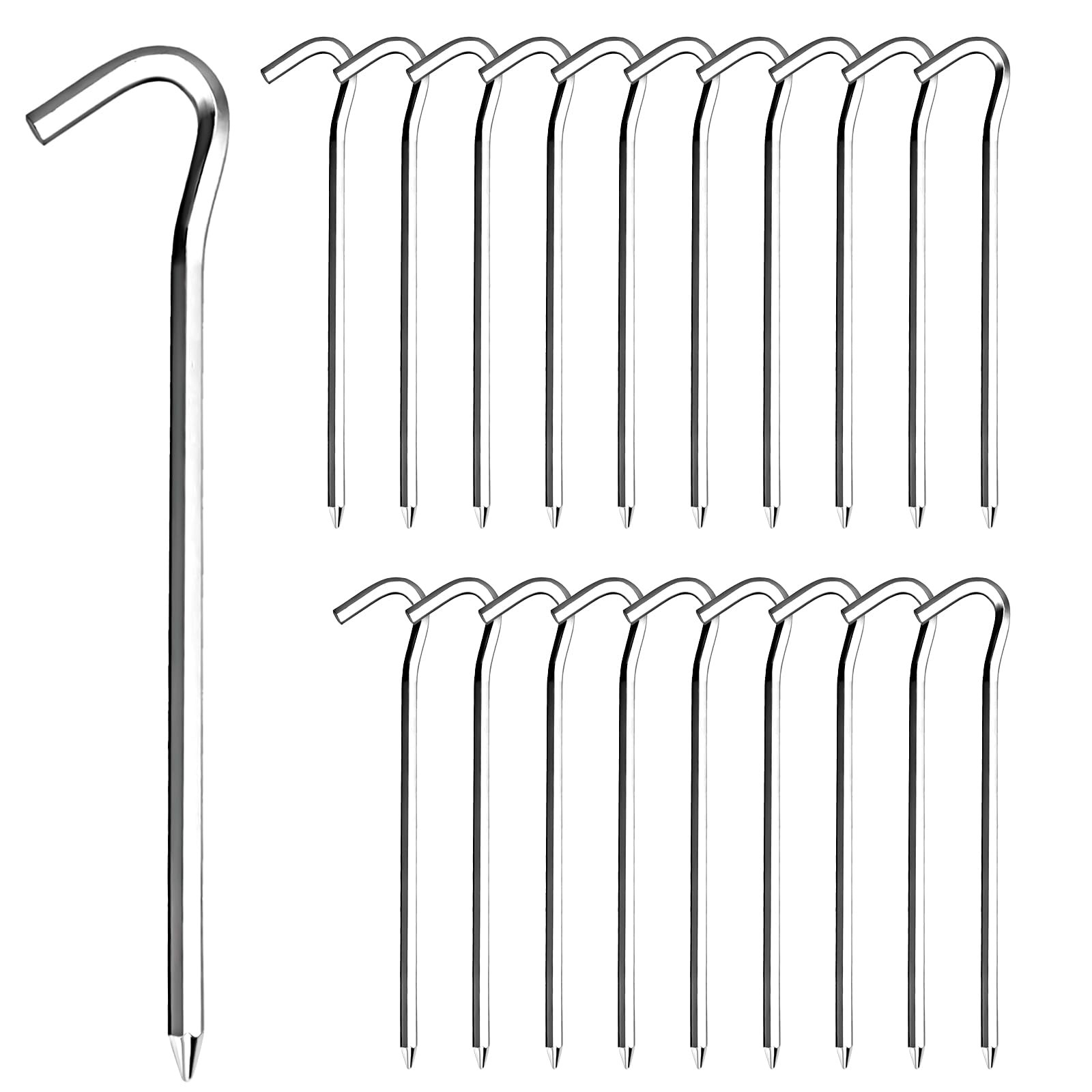 RITDVNI 20Pcs 7″ Tent Pegs Ground Stakes, Metal Camping Peg Silver
