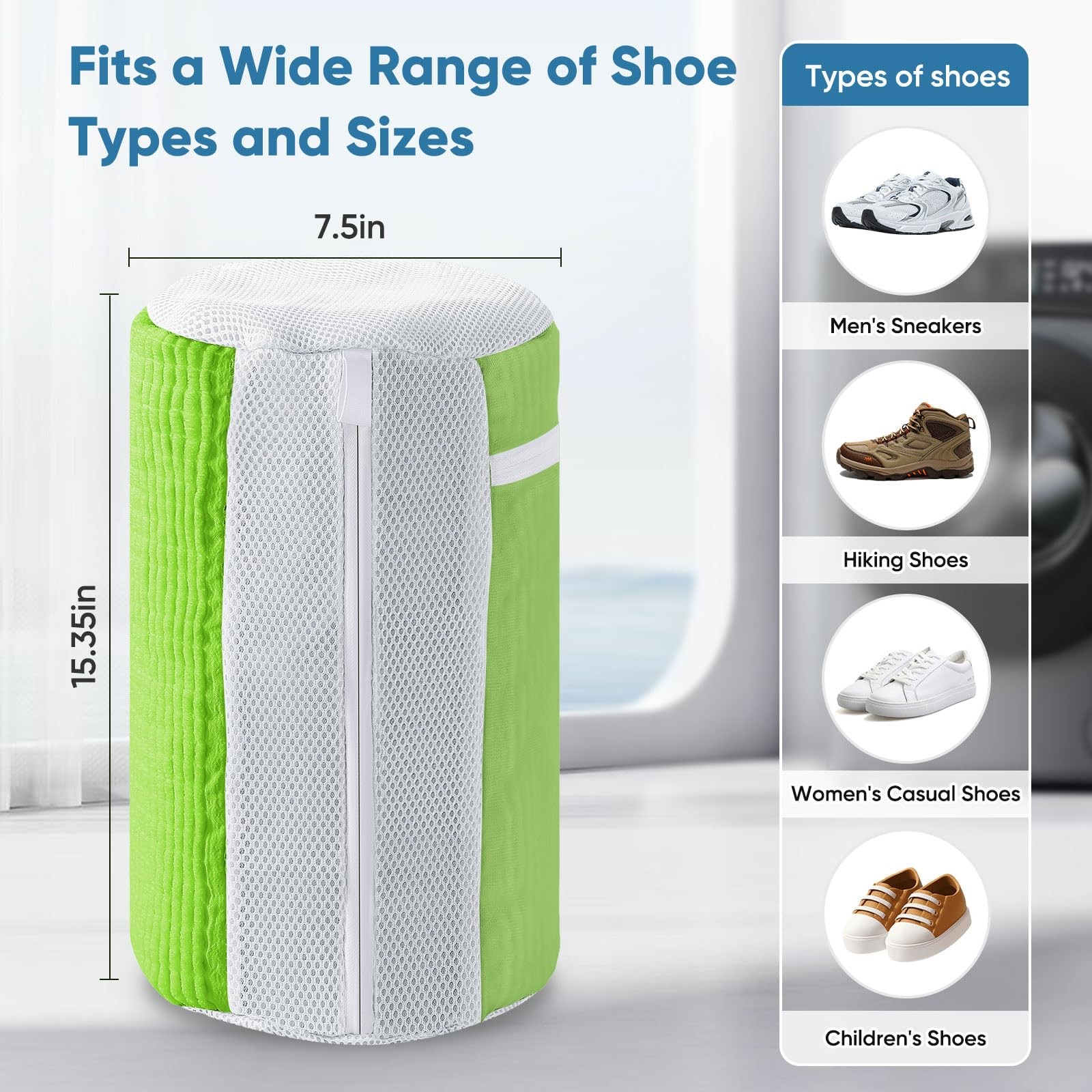 M-Better Shoe Washing Bag 2Pack – Reusable Laundry with Mesh Green