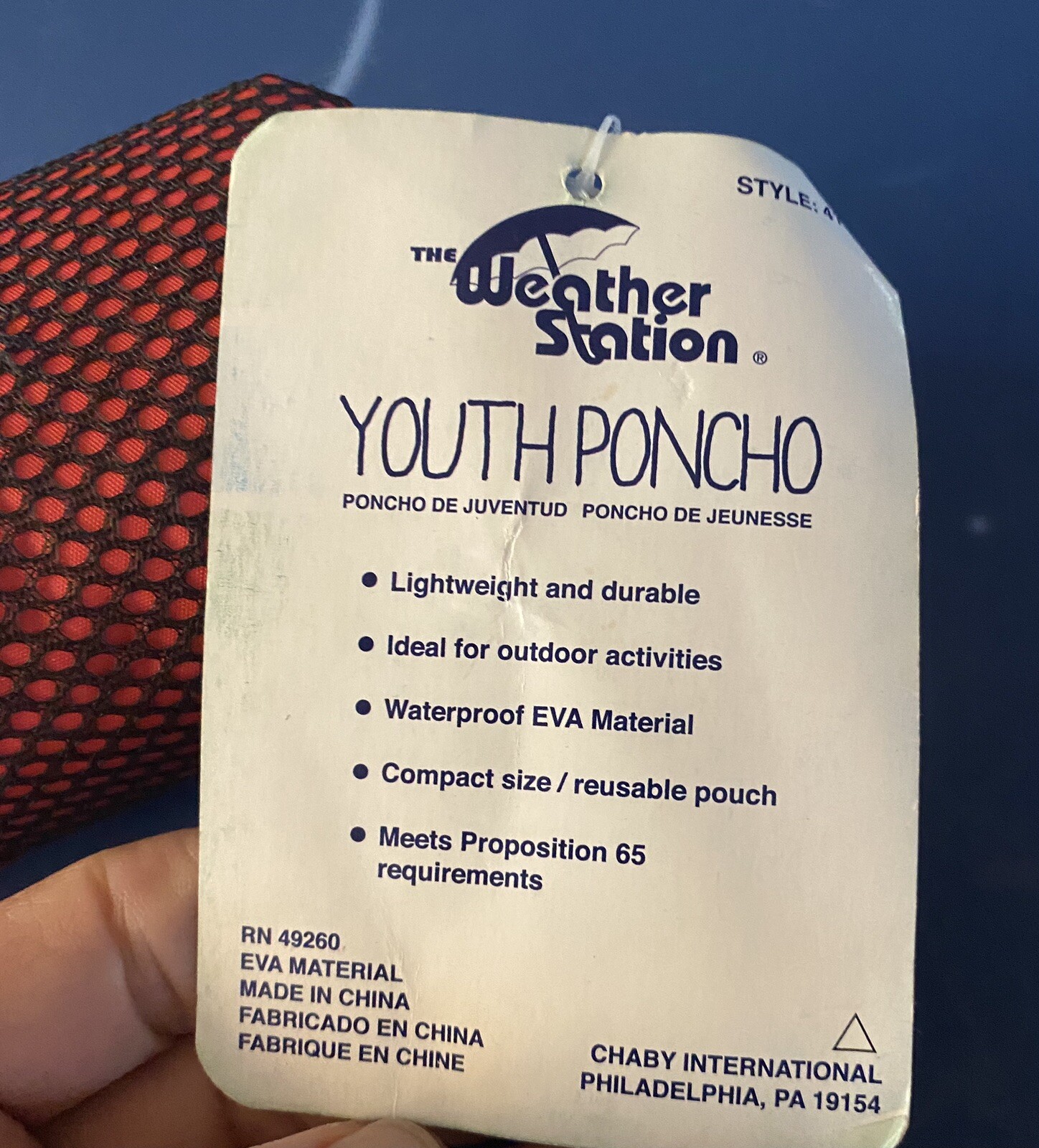 NWT Weather Station Youth Poncho Red