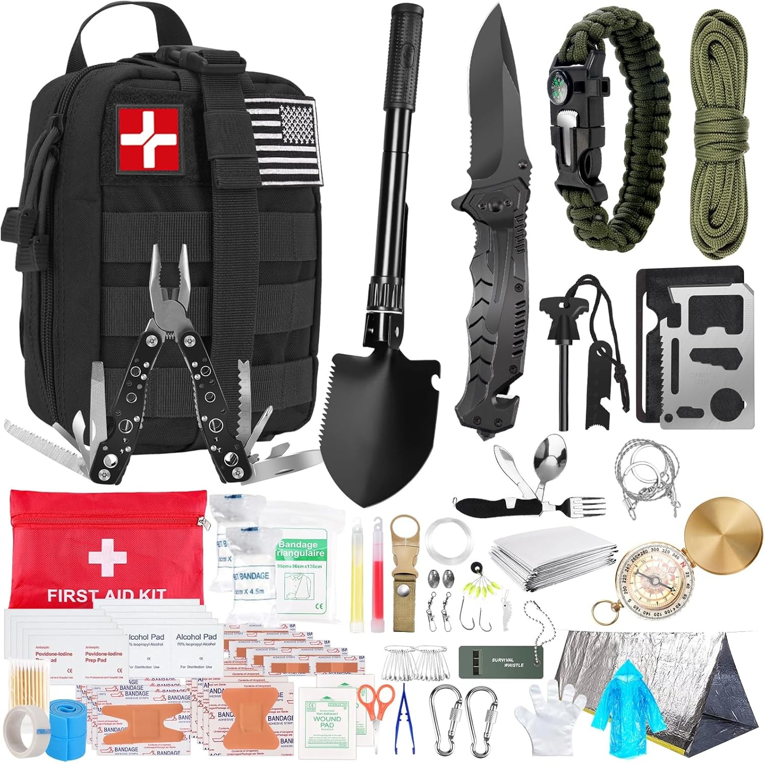 Survival Kit and First Aid Kit,236PCS Survival Gear Camping Essentials Emergency