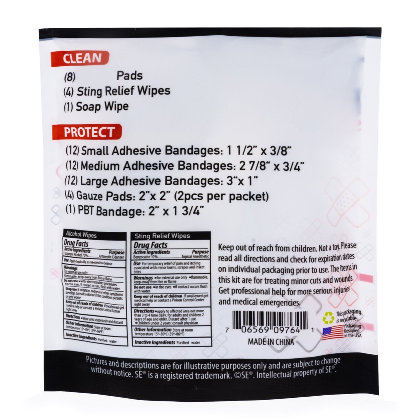 ASR Outdoor 55pc Compact Travel First Aid Kit in Resealable Bag Camping Hiking