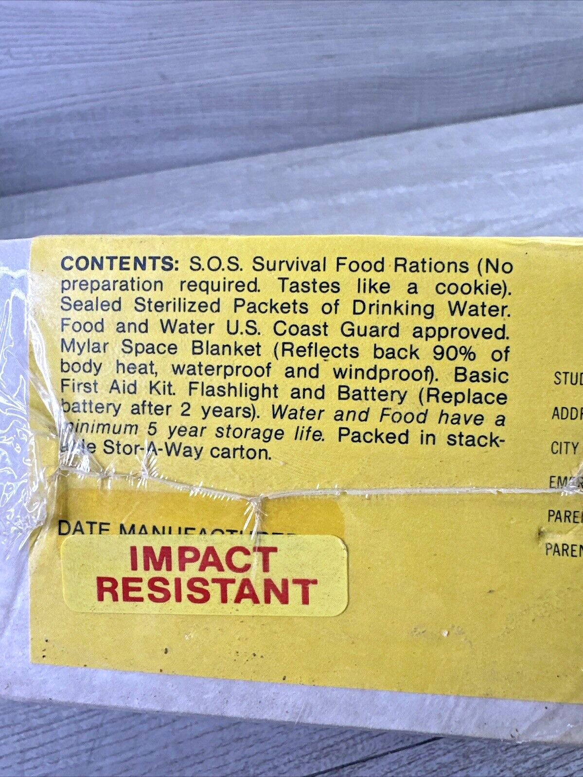 1990 Earthquakes Tornadoes & Hurricanes Survival Kit Harvey Enterprises Co. 1001