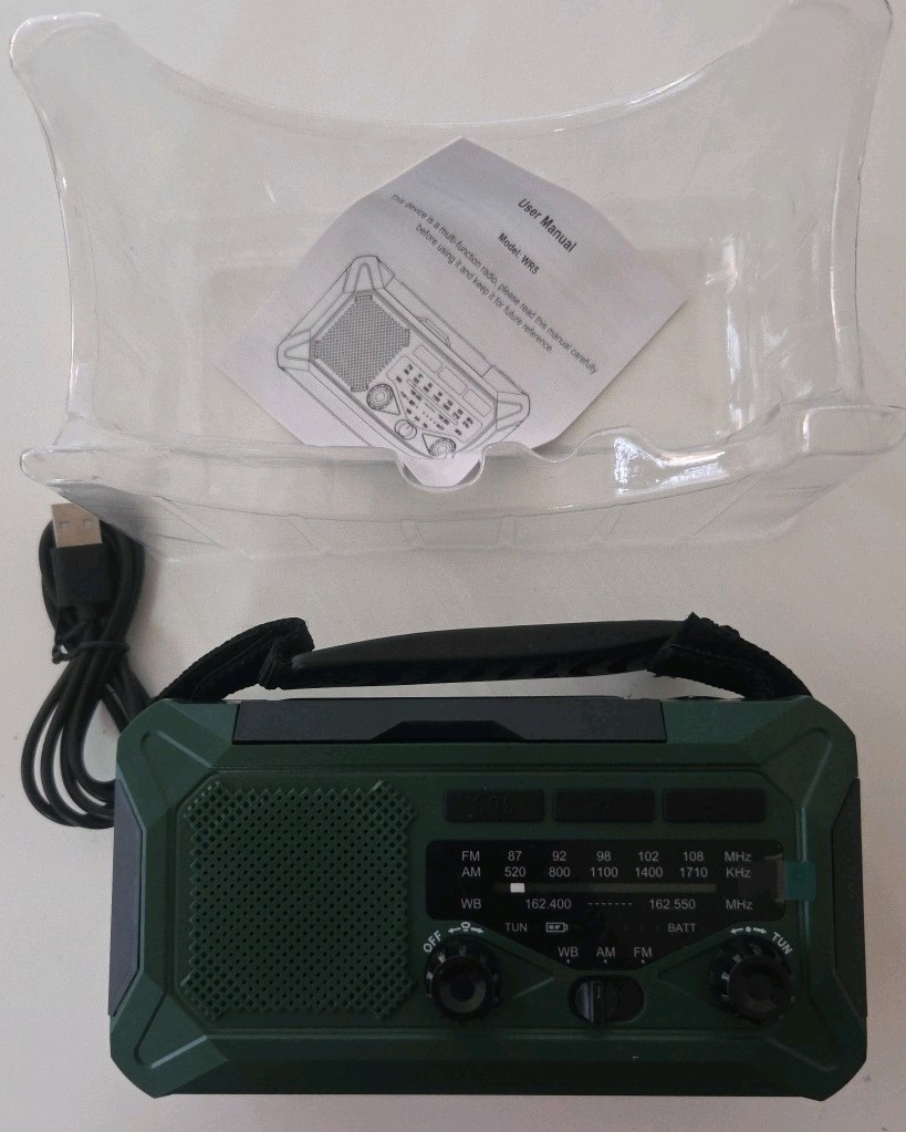 WR5 Emergency Solar Hand Crank Radio 10000mAh Weather AM FM Flashlight