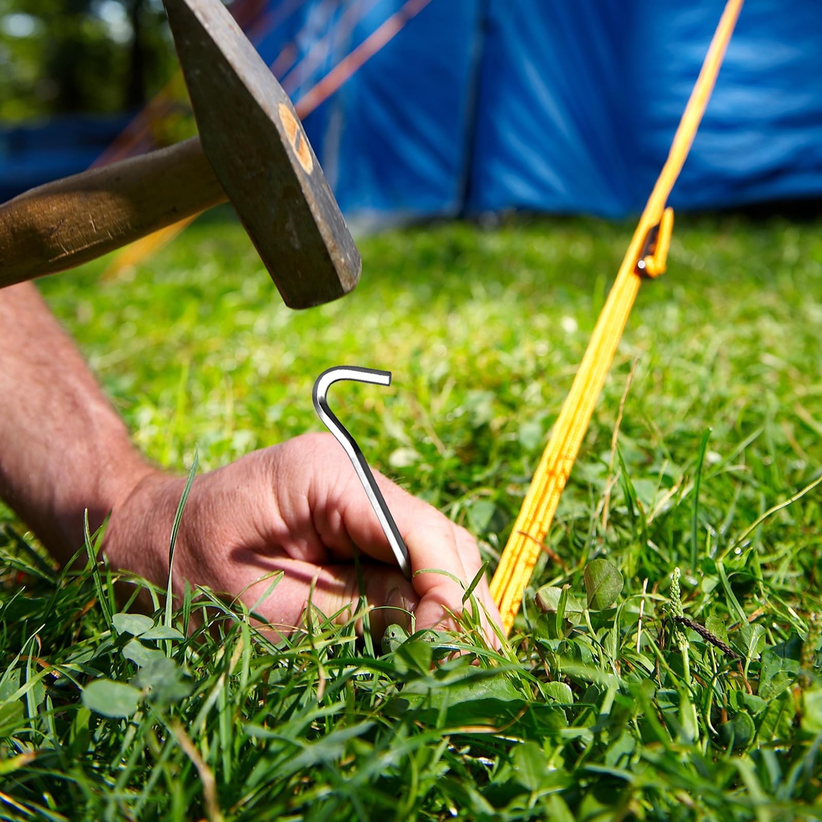 RITDVNI 20Pcs 7″ Tent Pegs Ground Stakes, Metal Camping Peg Silver