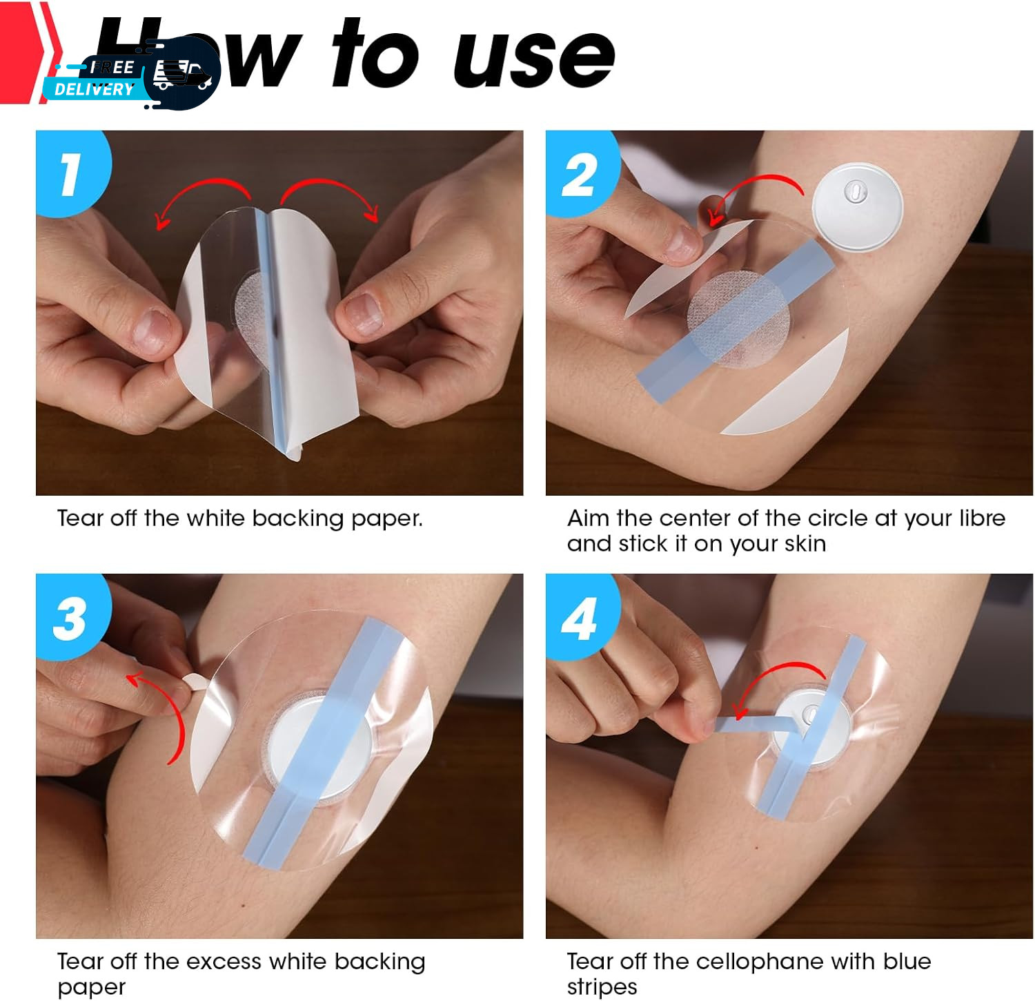 60 Pack Freestyle Sensor Covers Libre 3 Waterproof Adhesive Patches Waterproof.