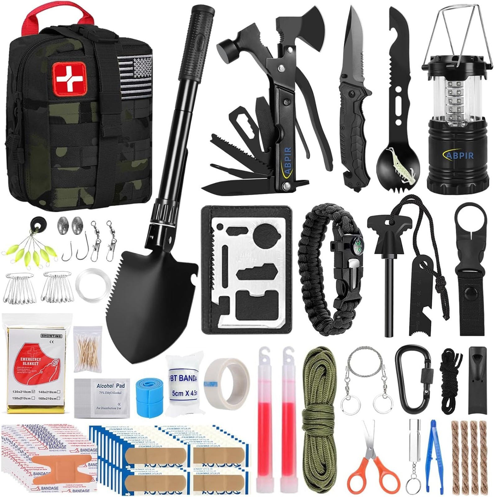 Survival First Aid Kit, 170 Pieces Emergency Medical Supplies, Trauma Gear for