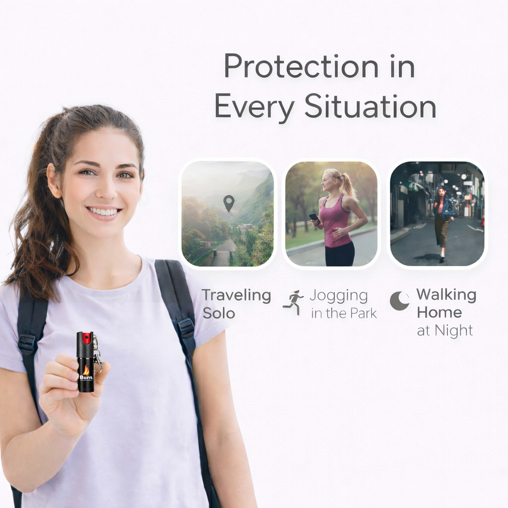 2 Pack Burn Pepper Spray Keychain Police Strength OC 0.5oz Self Defense Black