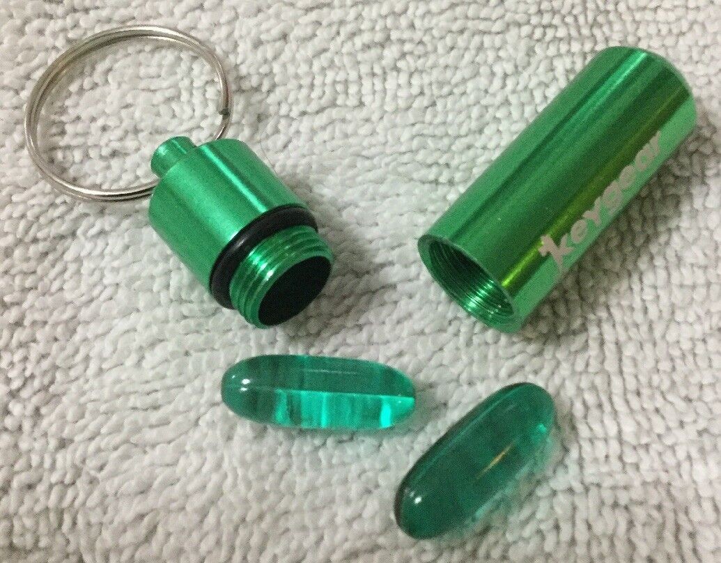 2 X Storage Key Gear Capsule Keychain Survival Match Medicine Pill Box Case E*