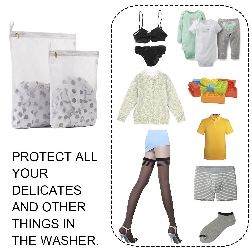 TENRAI Delicates Laundry Bags, Bra Fine Mesh Wash Bag for Large, White