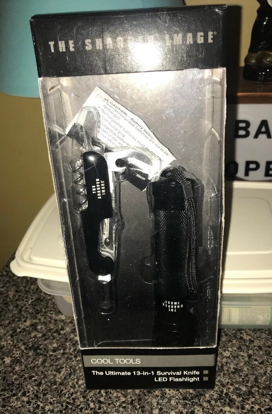 SHARPER IMAGE COOL TOOLS 13 IN 1 SURVIVAL KNIFE SAW OPENER & LED FLASHLIGHT VTG