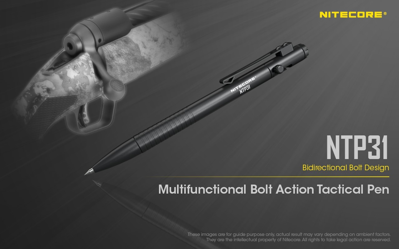 NITECORE NTP31 Bolt Action Aluminum Alloy Tactical Pen W/ Tungsten Glass Breaker