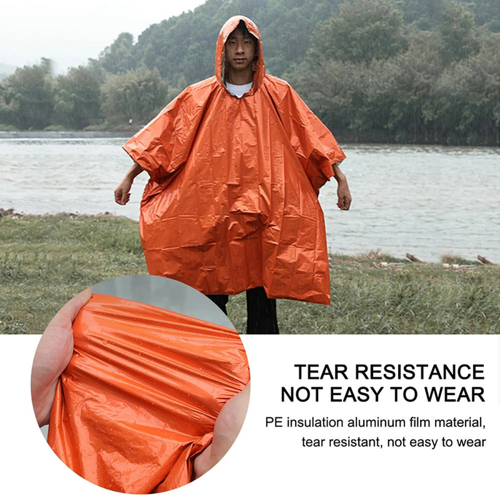 Green Polyethylene Wet Weather Rain Poncho Military Style Tarp Shelter Bivy Tent