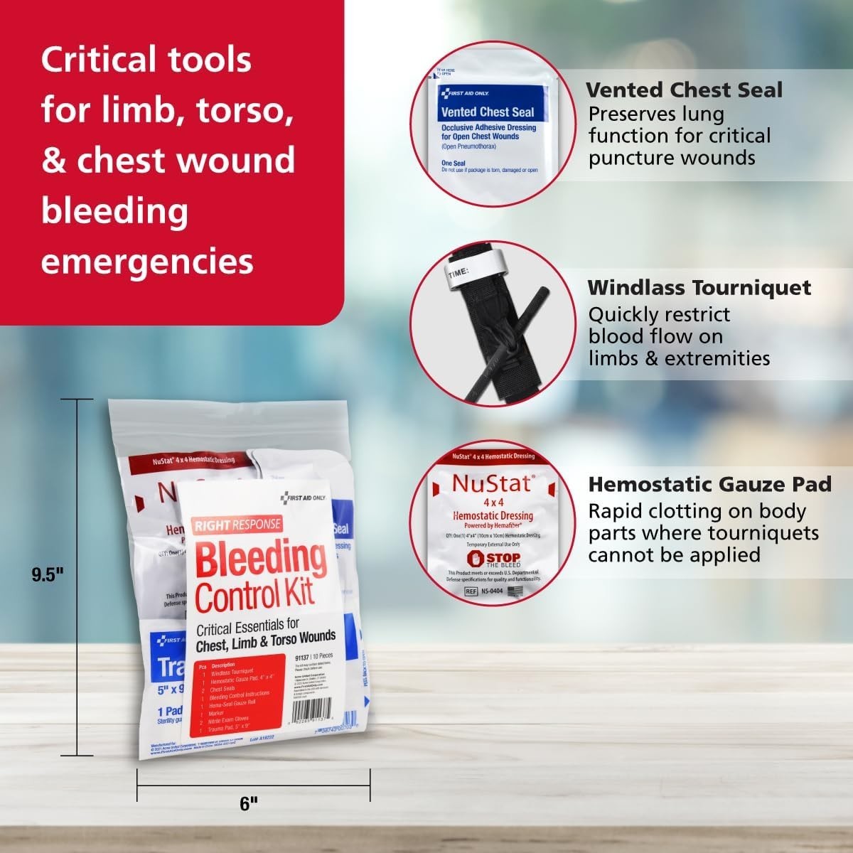 Portable Bleeding Control Kit for Chest & Limb Injuries – 10 Essential Pieces