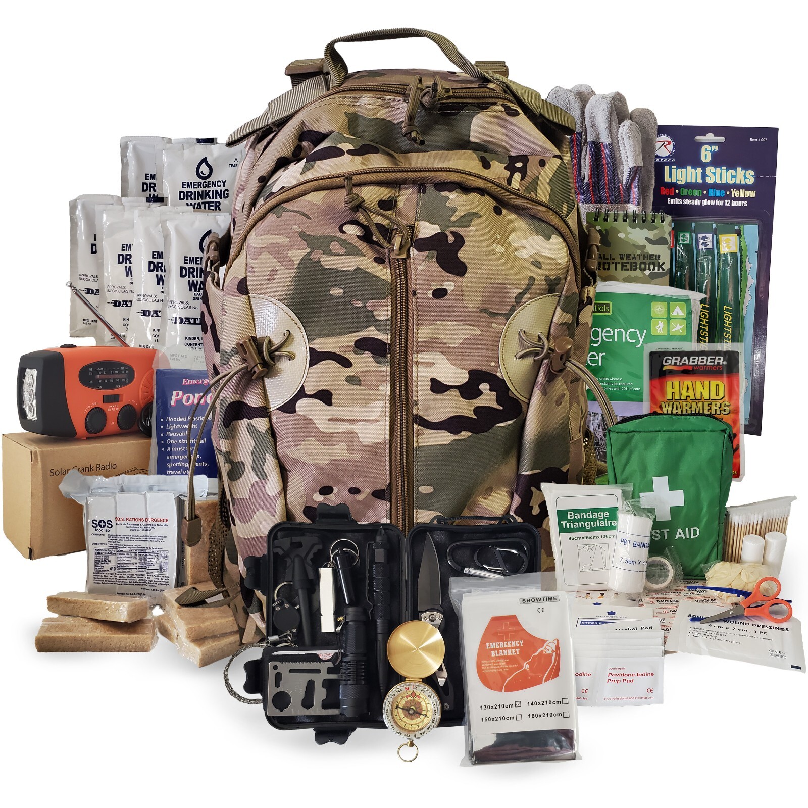 1 Person Emergency Kit / Survival Backpack for 72 Hours for Emergencies 4 Colors