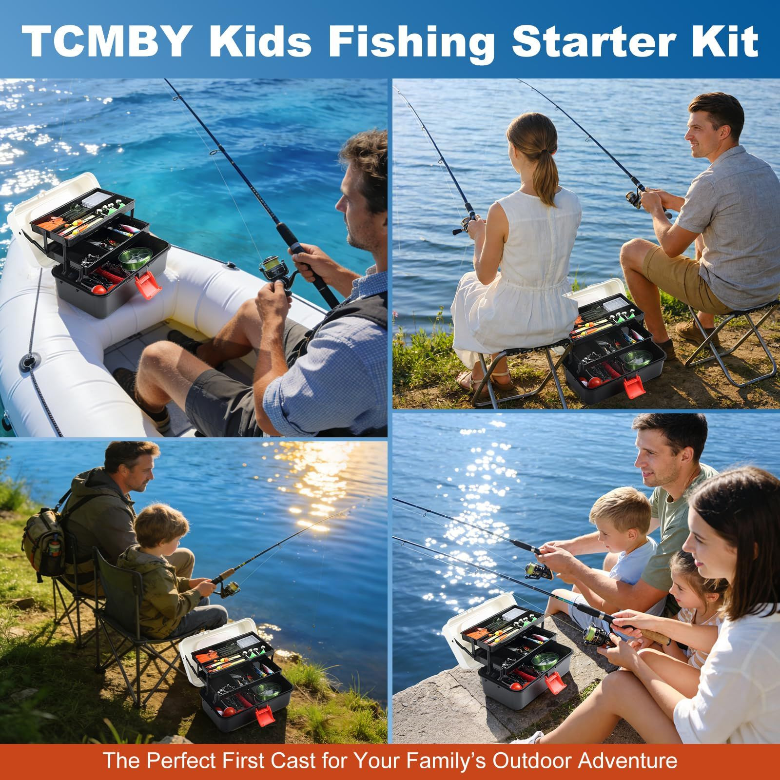 TCMBY 3 Layers Tackle Box with Included, 11×5.5×5.1 inches, Black