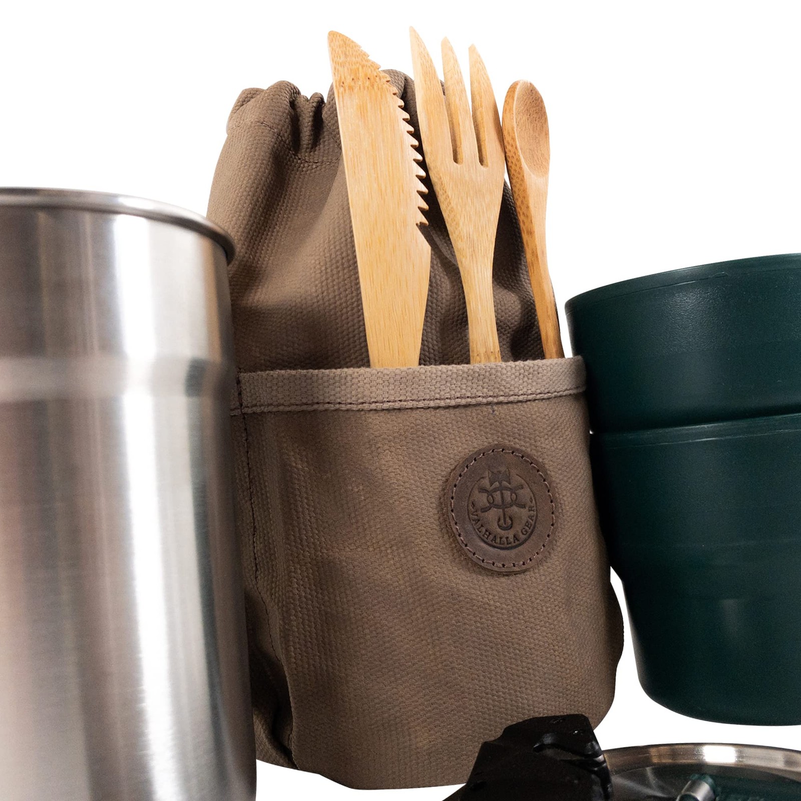 , Camping Bag for Cooking Pot, Handmade from Waxed Canvas and Full Grain Leat…
