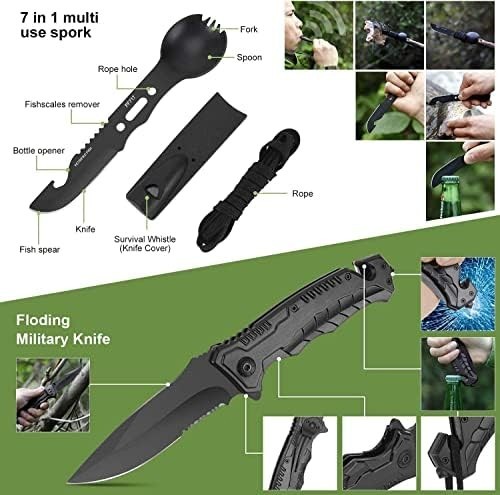 16 Pcs Survival Gear and Equipment for Camping Outdoor advanture