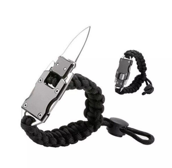 2 Pack Black Paracord Tactical Bracelet Survival Gear EDC Tactical Gift US