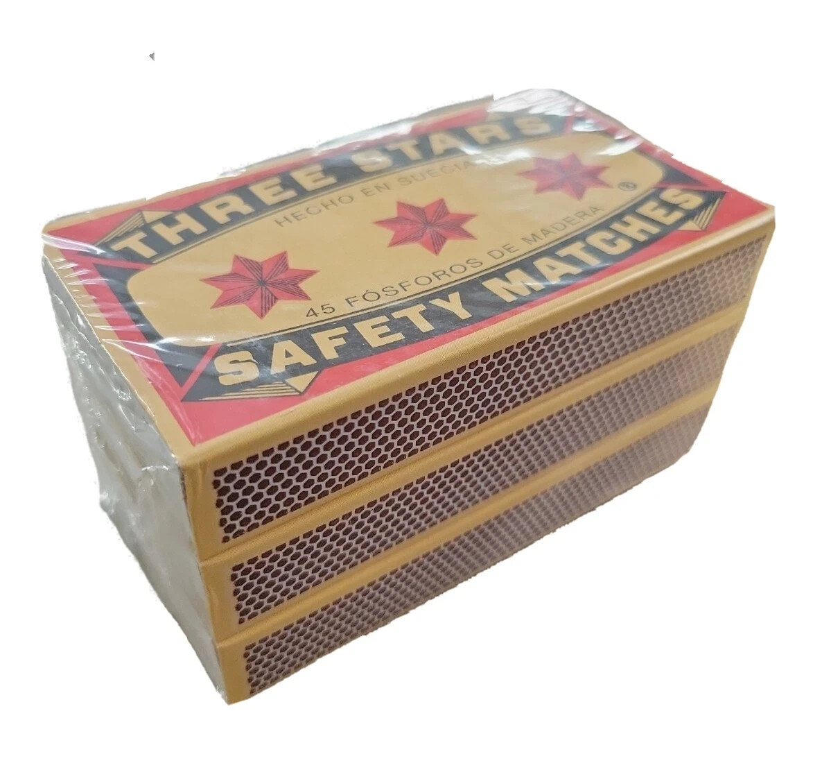 Swedish Match Three Stars Extra Long Safety Matches 3 Packs of 45 Strike each PK