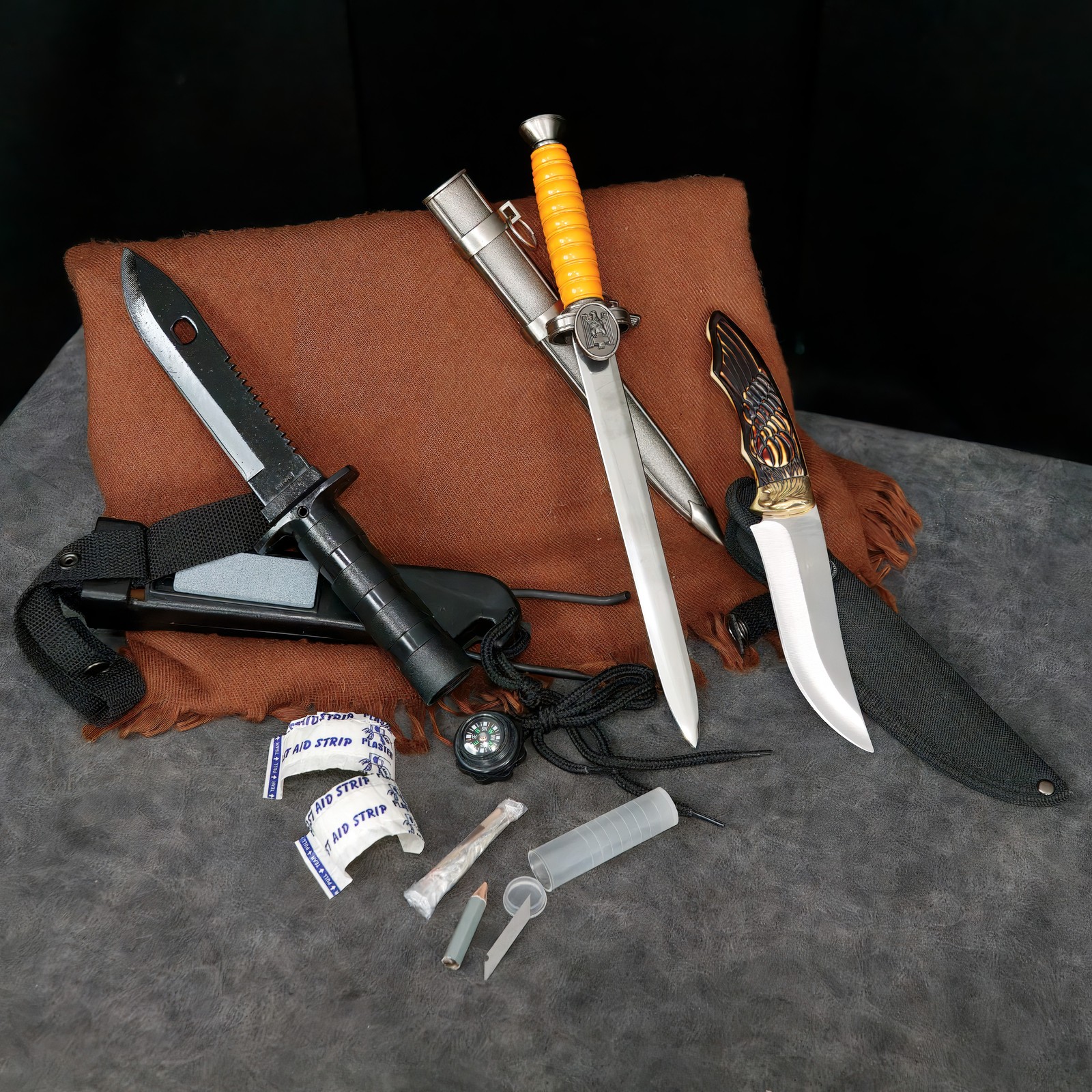 3pc Blade Set: 11″ Survival Bayonet,13″ SS Dagger & 9.5″ Bird Knife Multi-Tools